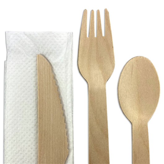 Wooden Cutlery Sets Close Up